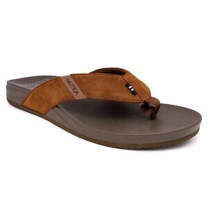 Nautica NWT Men’s Welsey Thong Sandals size 13/46 Cognac Faux Suede Cushioned